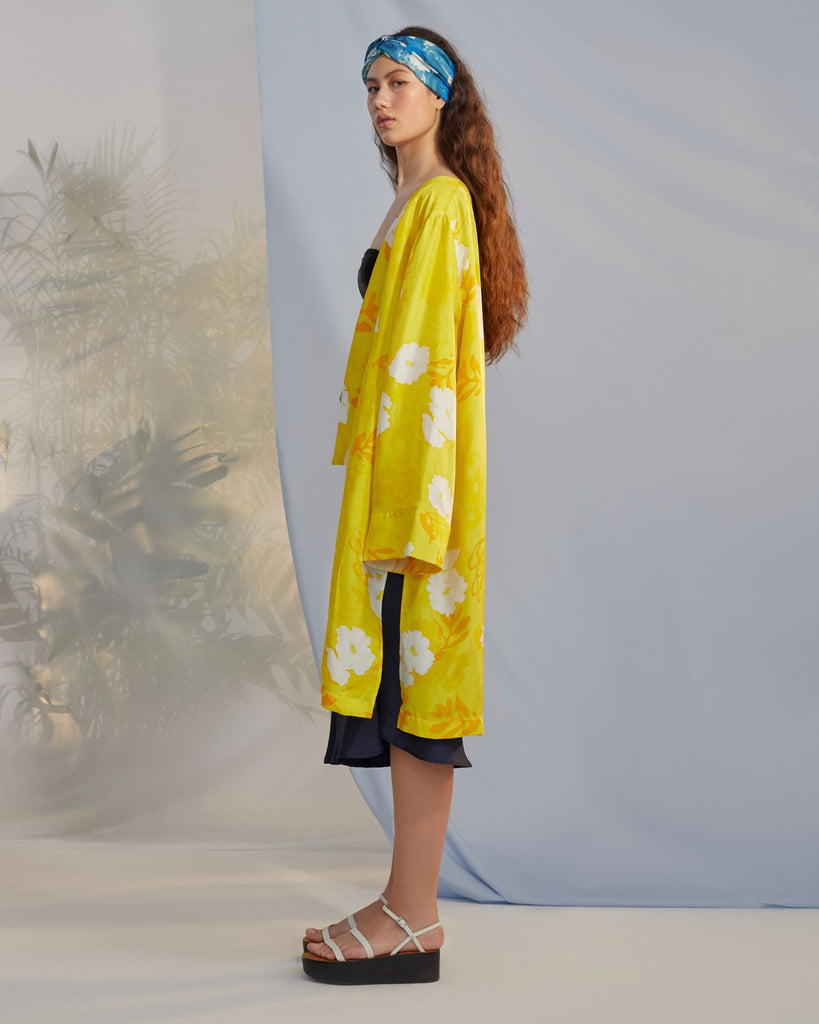 Silk Kimono in Parau - Citrine